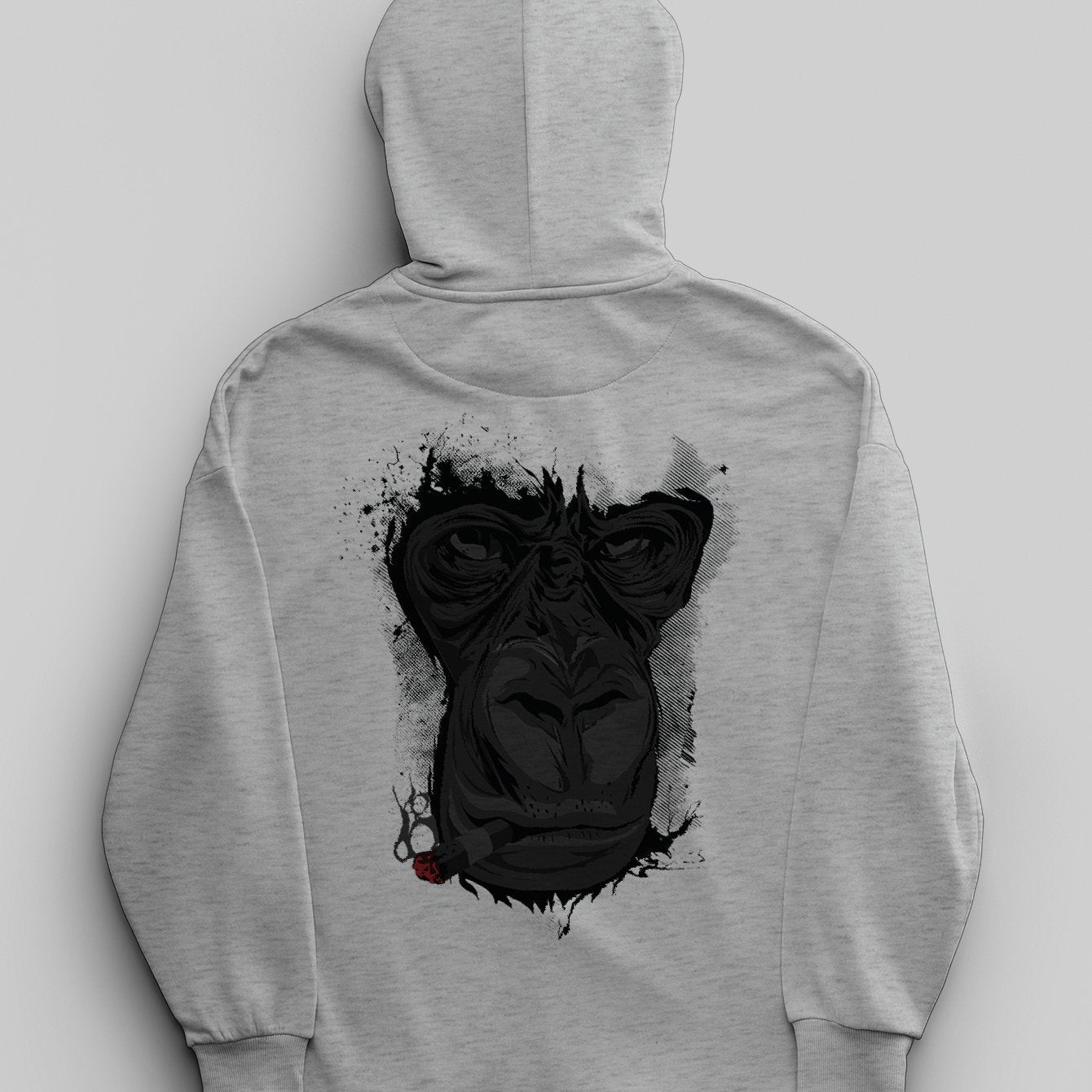 1pc Women'S Plus Size Casual Cotton Hoodie with Geometric Gorilla Print, Cute Street Style, Round Neck, Stretch Fabric, for Autumn\u002FWinter Leisure Activities
