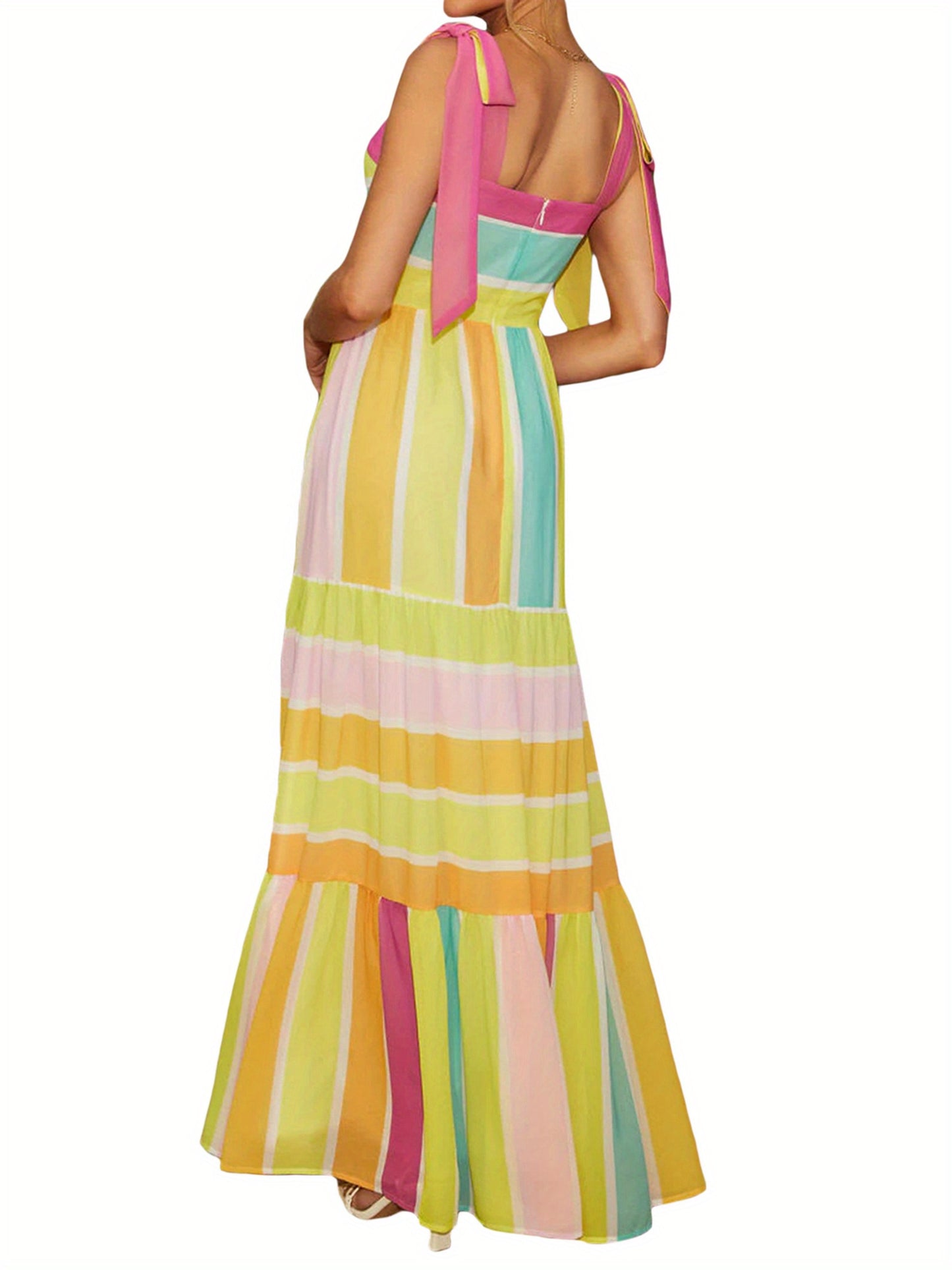 Women'S Summer Floral Print Off the Shoulder Sun Dress, Casual Style, Backless A-Line Maxi Dress, Sleeveless Woven Dacron and Spandex Blend