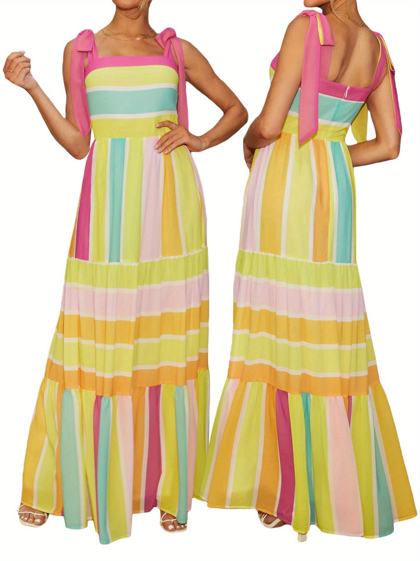 Women'S Summer Floral Print Off the Shoulder Sun Dress, Casual Style, Backless A-Line Maxi Dress, Sleeveless Woven Dacron and Spandex Blend