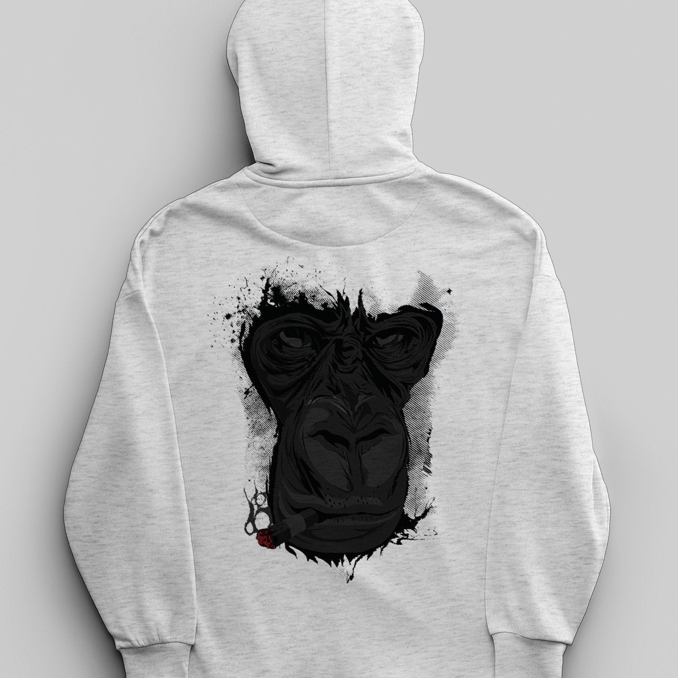 1pc Women'S Plus Size Casual Cotton Hoodie with Geometric Gorilla Print, Cute Street Style, Round Neck, Stretch Fabric, for Autumn\u002FWinter Leisure Activities