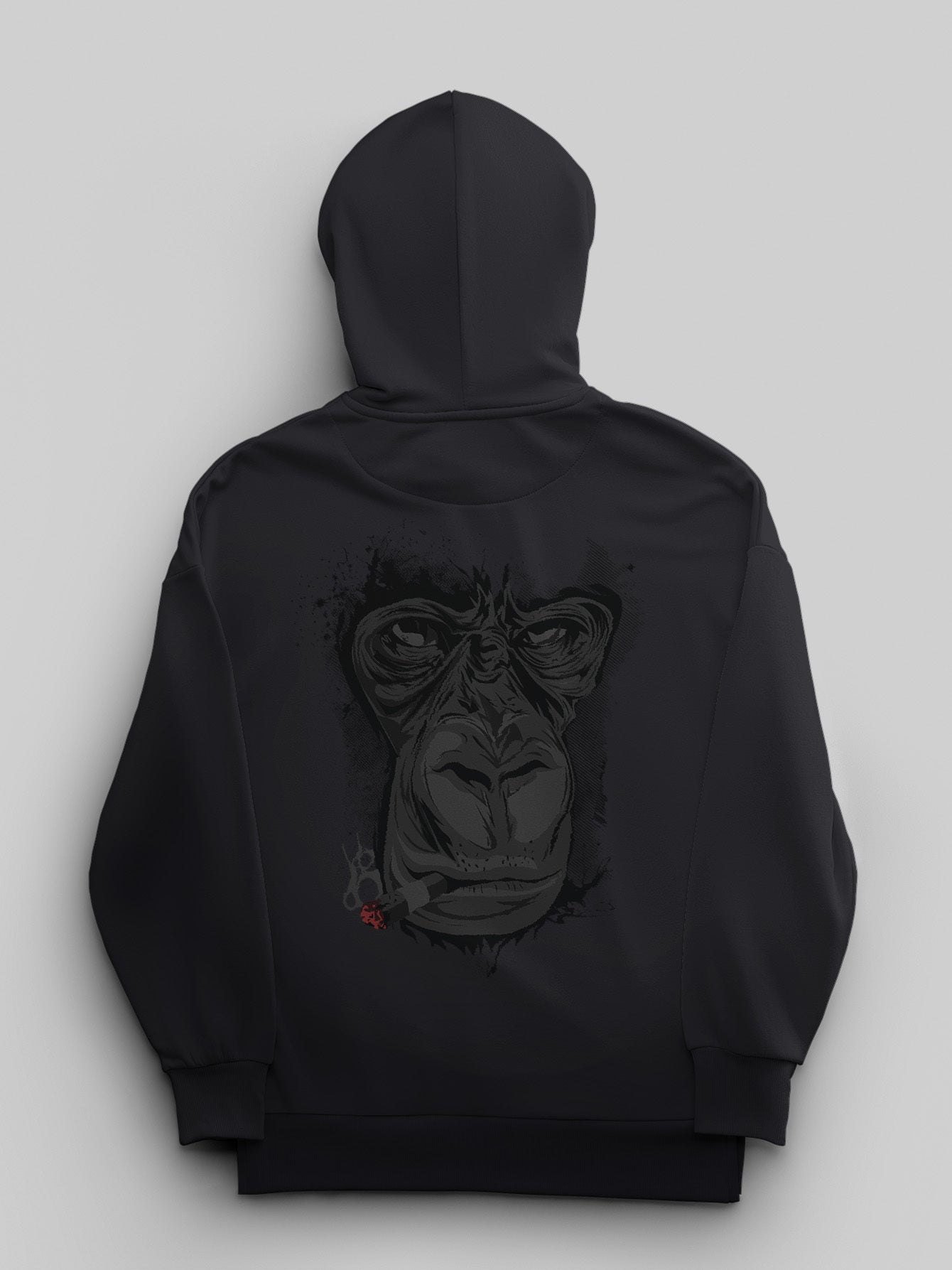 1pc Women'S Plus Size Casual Cotton Hoodie with Geometric Gorilla Print, Cute Street Style, Round Neck, Stretch Fabric, for Autumn\u002FWinter Leisure Activities
