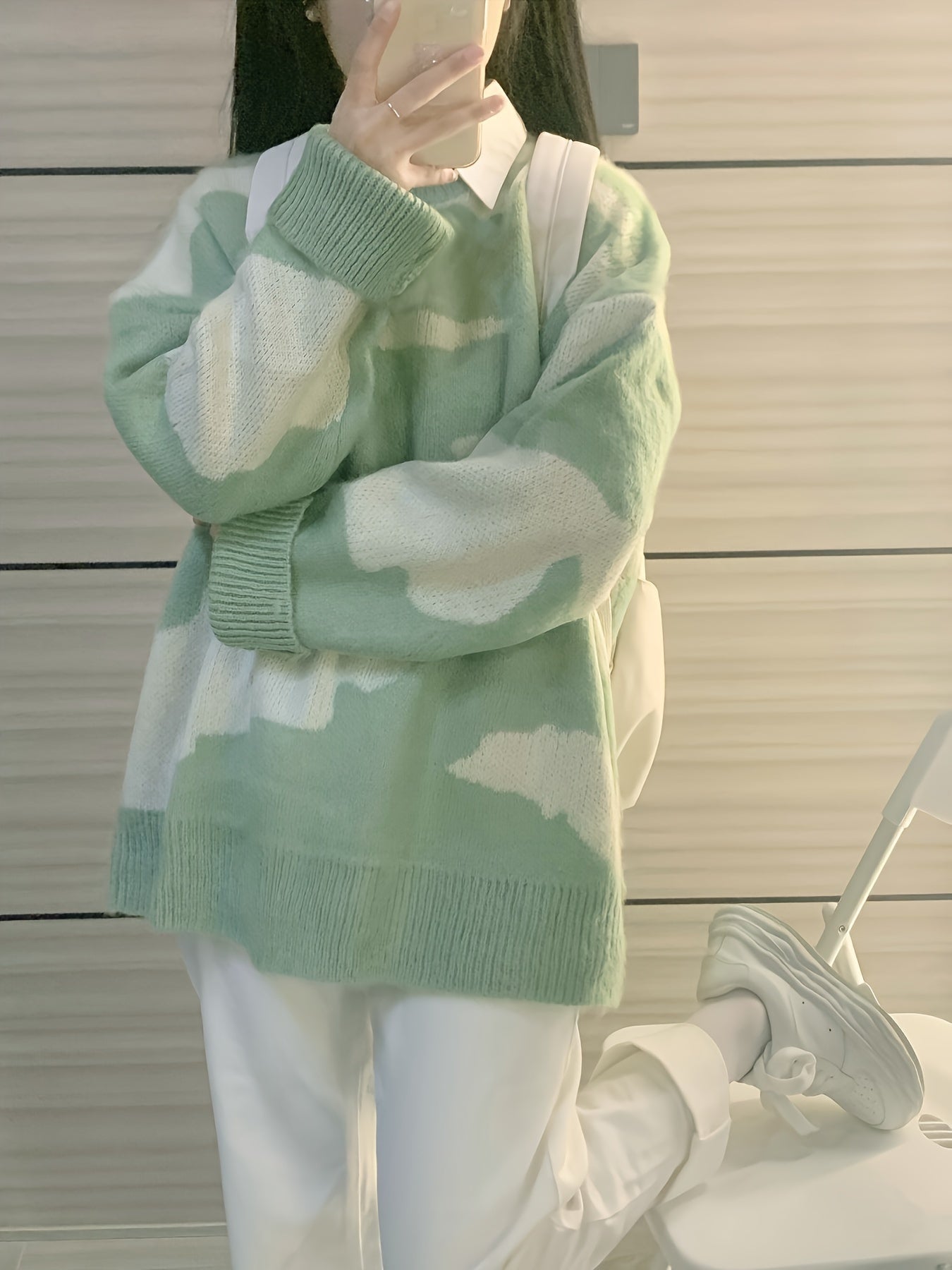 Color Block Knitted Pullover Sweater, Casual Long Sleeve Sweater For Fall & Winter, Women's Clothing
