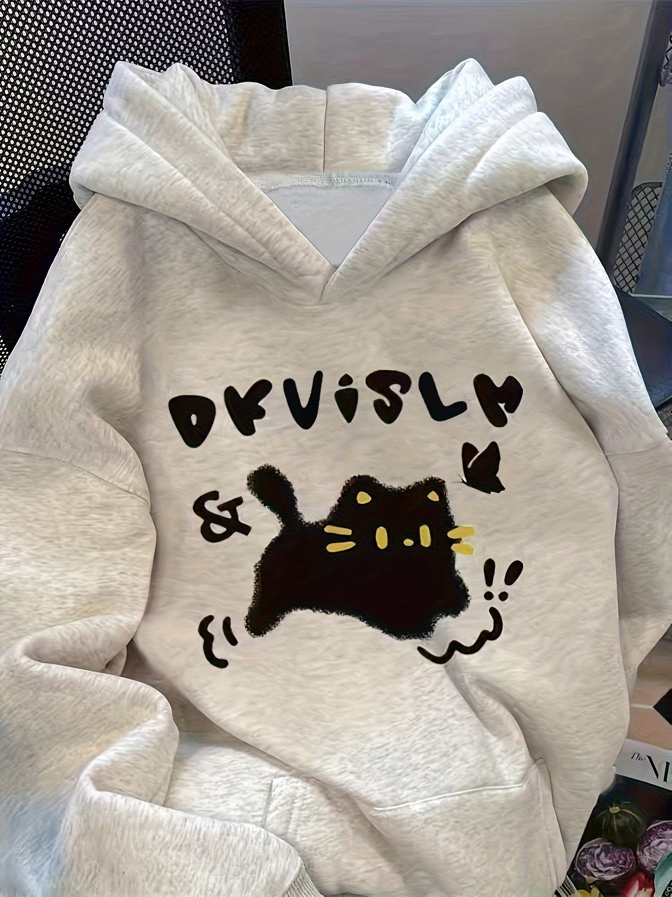 Autumn And Winter Korean Style Fortune Derivative Hooded Sweater Men'S And Women'S Autumn And Winter Thin Loose Cartoon Top, Long Sleeved Kangaroo Pocket Pullover For Women, Fashionable Casual Hoodie, Comfortable And Soft