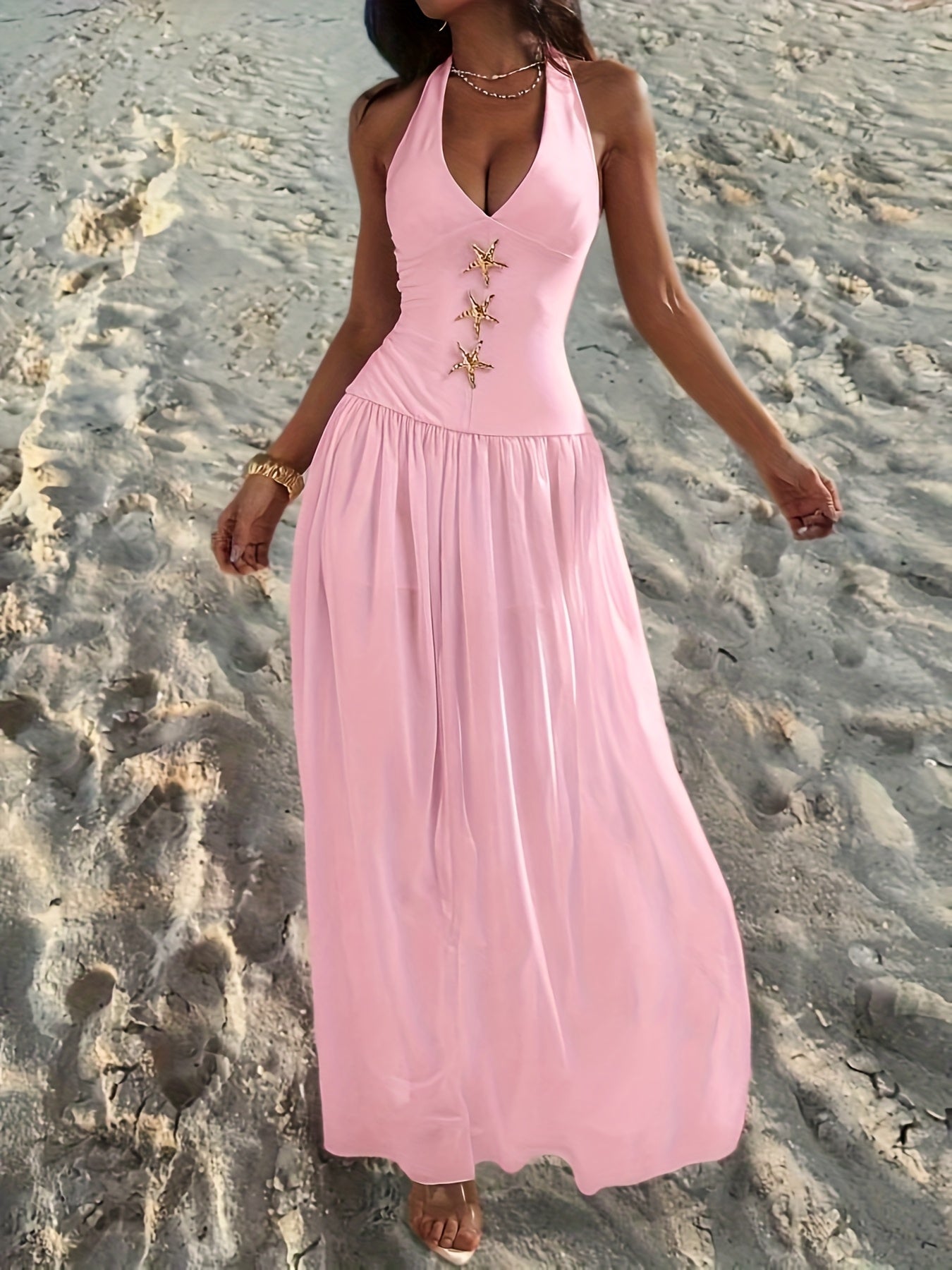 Women's Vacation Summer Beach Sleeveless Dress with Star Pattern, Perfect for Commuting\u002FElegant\u002FSexy\u002FFestival\u002FHawaiian\u002FRomantic\u002FDate Occasions