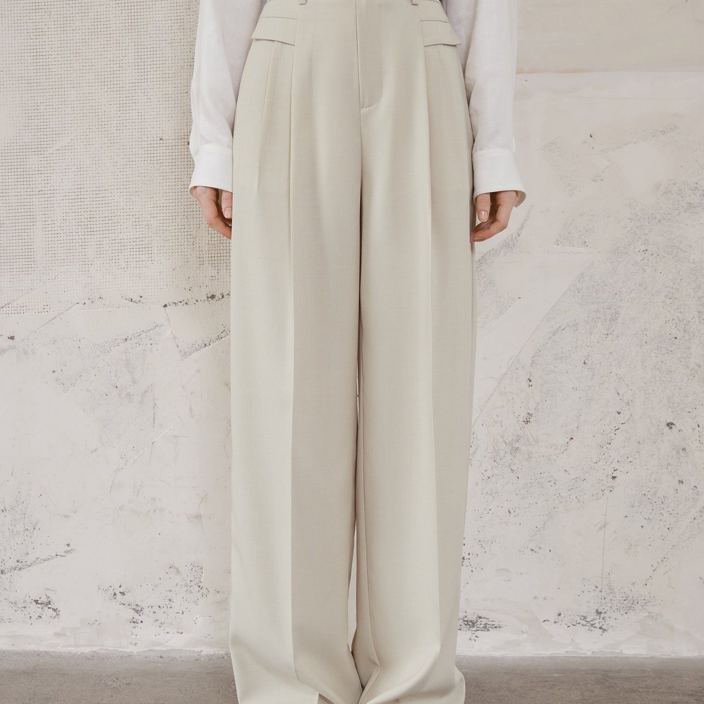 Polyester Chic Trousers for Women - High Waist, Wide Leg, Belted, Casual Pants for Fall Season