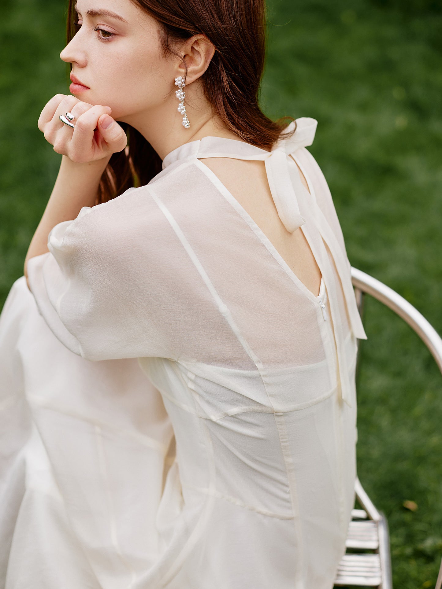 FSLE Women's 2025 New Lyocell Sheer Dress - Lightweight Breathable Short Sleeve Round Neck Casual Summer Dress, Fitted Semi-Sheer Solid Color Machine Washable for Spring\u002FSummer, Spring Outdoor Attire