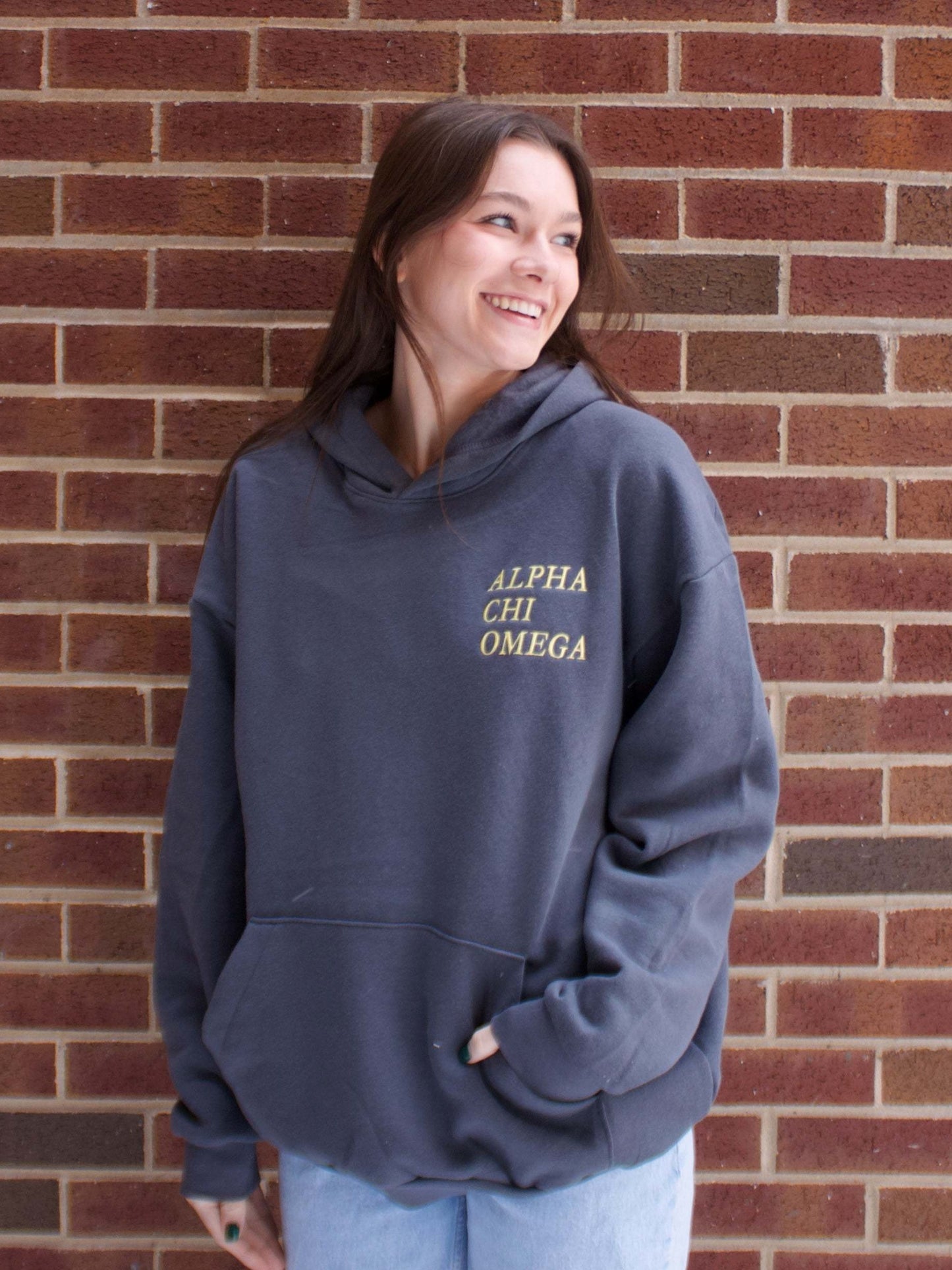 1pc Y2K Style Women'S Oversized Hoodie with Floral Letter Embroidery, Long Sleeve Polyester Hooded Sweatshirt with Pocket, Geometric Pattern, Autumn\u002FWinter Collection