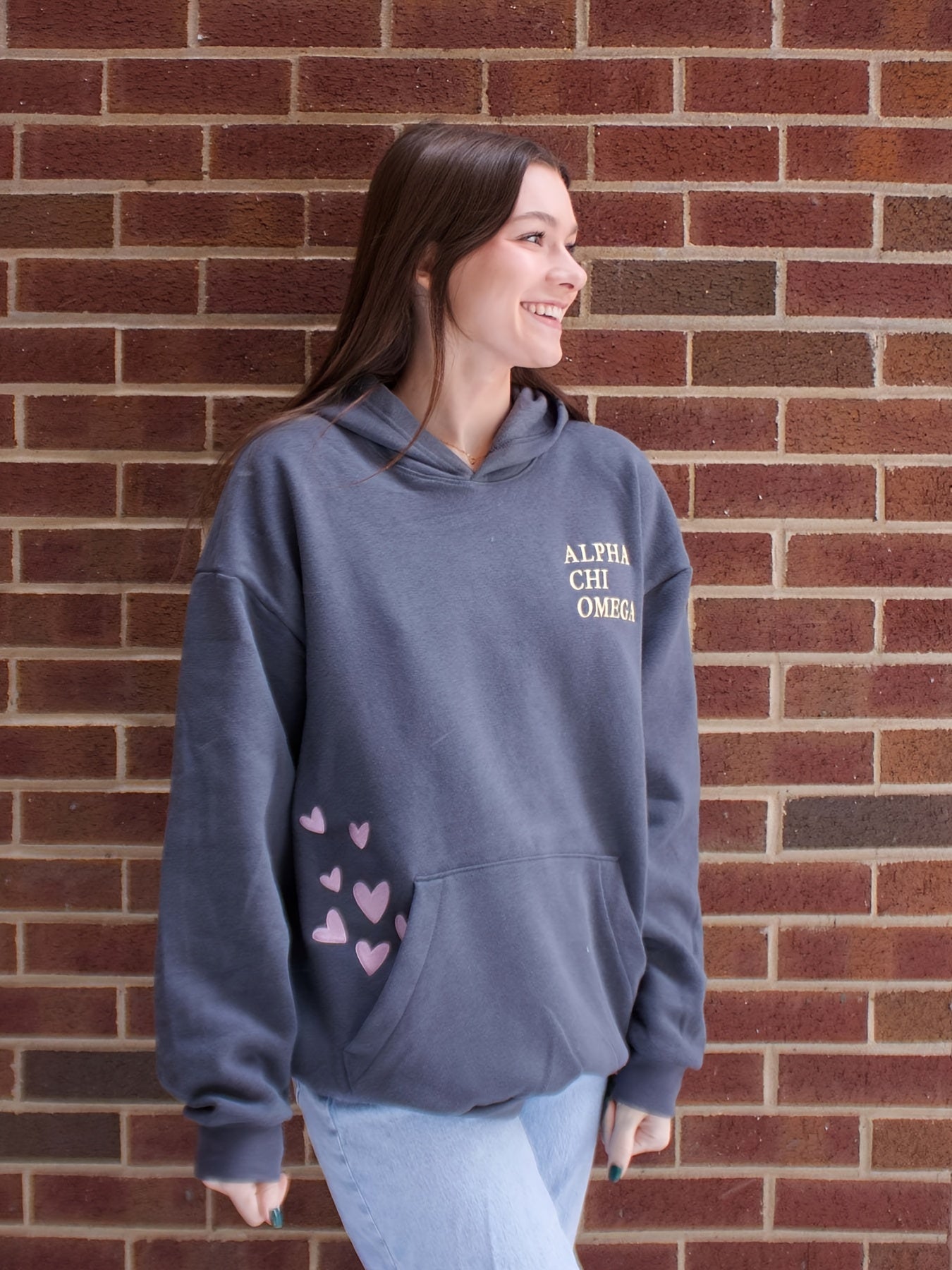 1pc Y2K Style Women'S Oversized Hoodie with Floral Letter Embroidery, Long Sleeve Polyester Hooded Sweatshirt with Pocket, Geometric Pattern, Autumn\u002FWinter Collection