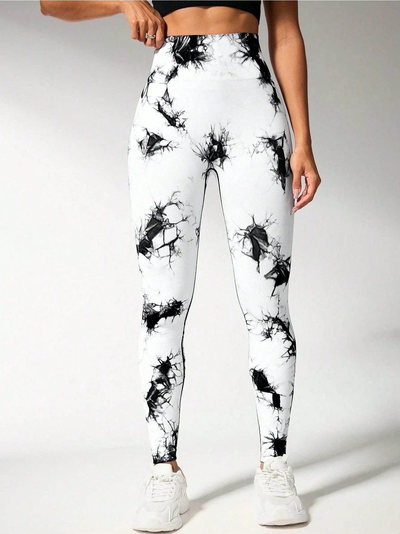 6 Pcs Women's High Waist Tummy Control Tie-Dye Yoga Pants, High Quality Seamless Sport Leggings, Butt Lifting Workout Tights for Gym and Daily Wear