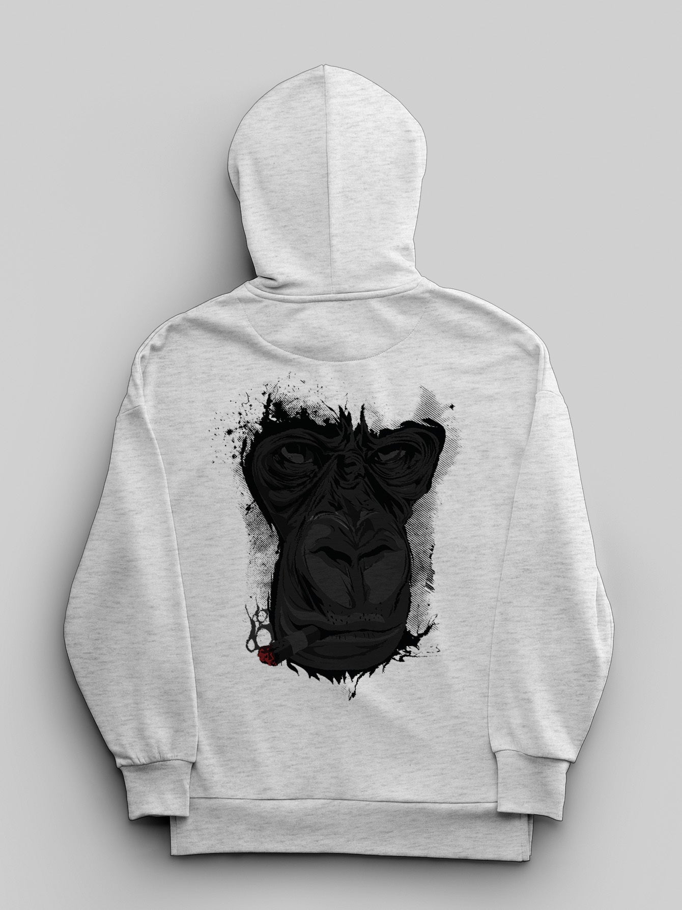 1pc Women'S Plus Size Casual Cotton Hoodie with Geometric Gorilla Print, Cute Street Style, Round Neck, Stretch Fabric, for Autumn\u002FWinter Leisure Activities