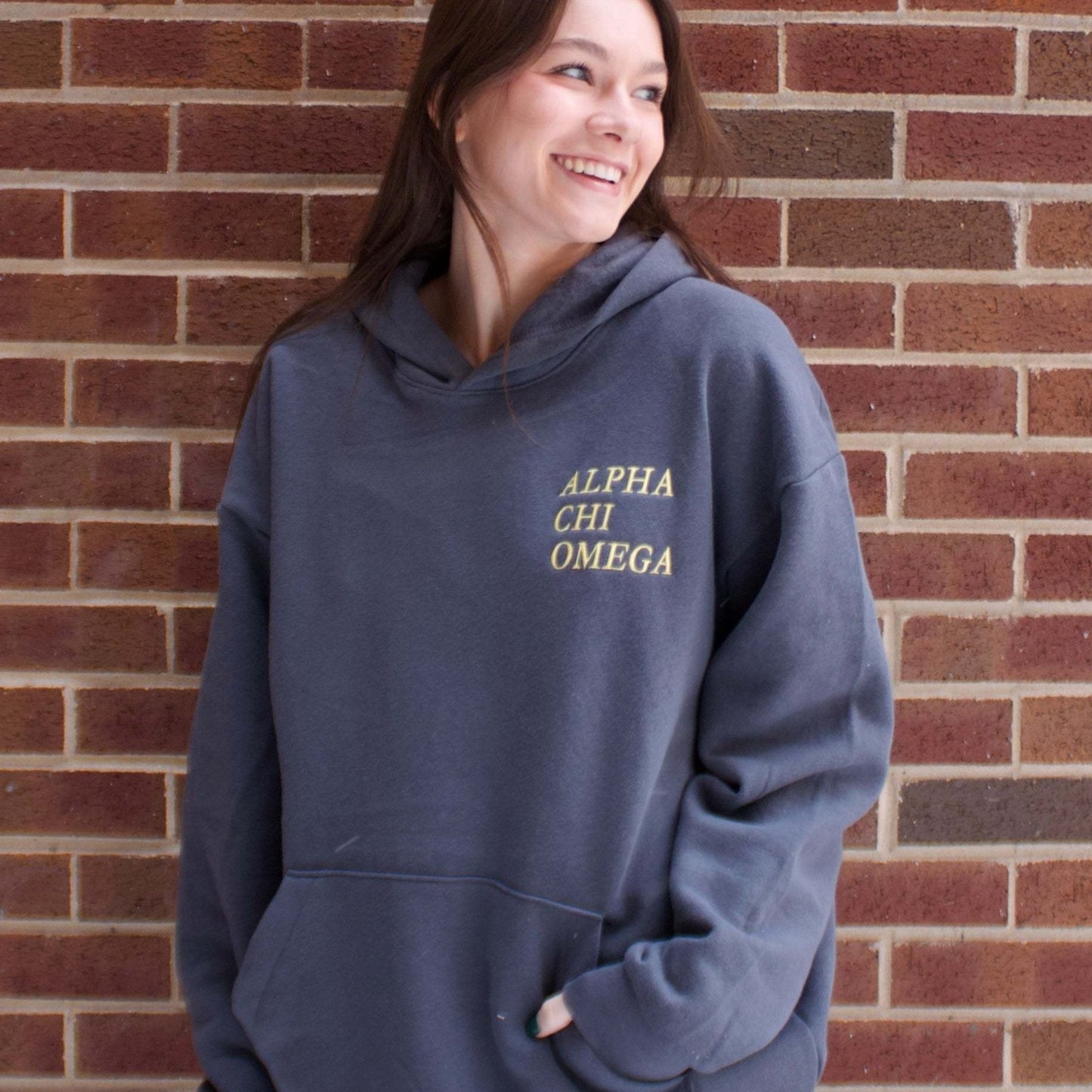 1pc Y2K Style Women'S Oversized Hoodie with Floral Letter Embroidery, Long Sleeve Polyester Hooded Sweatshirt with Pocket, Geometric Pattern, Autumn\u002FWinter Collection