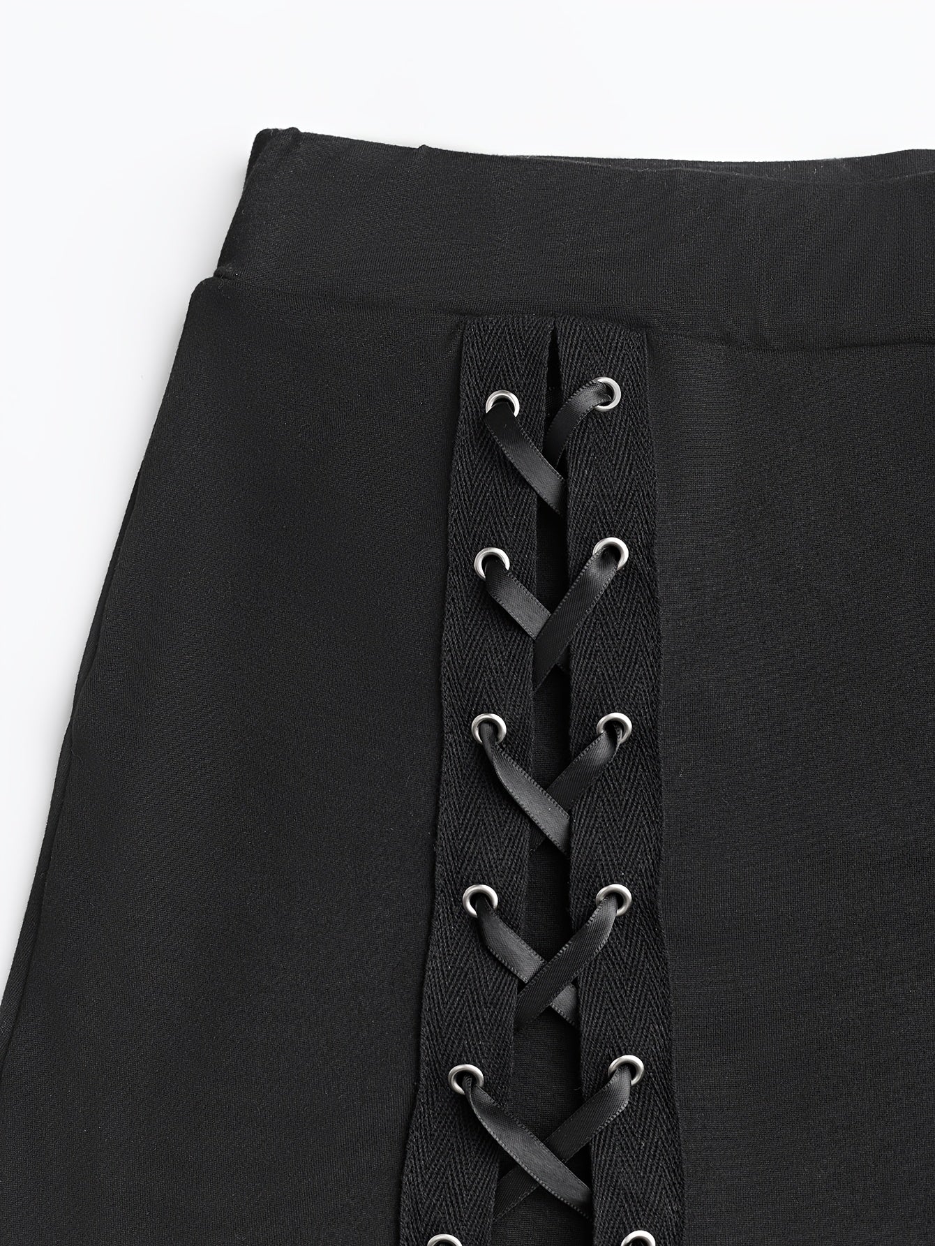 Comfortable Stretch Gothic Style Lace-Up Skirt Pants | 100% Polyester | Comfortable Stretch Fit | Casual, All-Season | Women