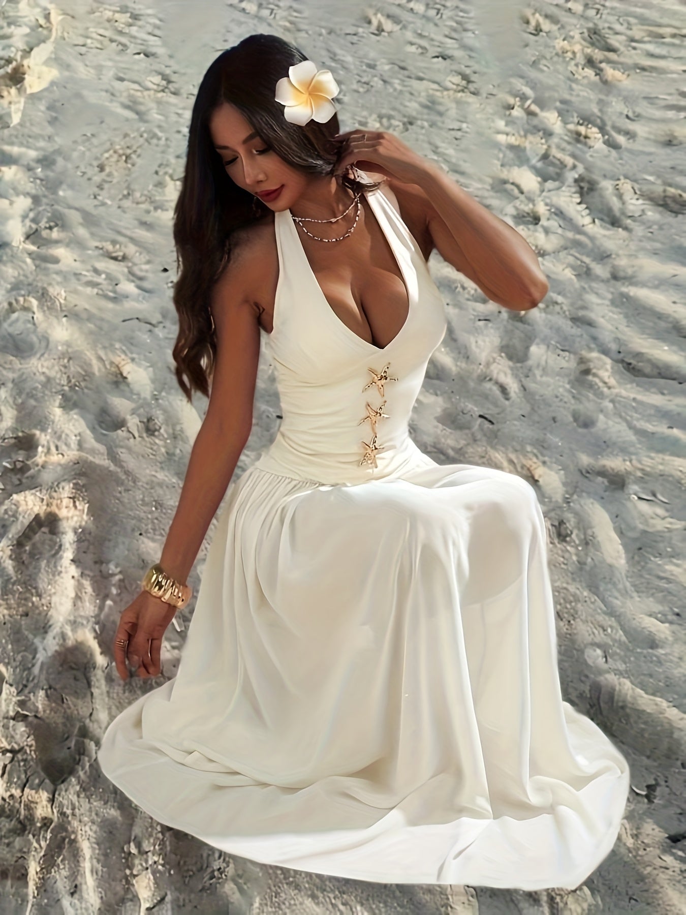 Women's Vacation Summer Beach Sleeveless Dress with Star Pattern, Perfect for Commuting\u002FElegant\u002FSexy\u002FFestival\u002FHawaiian\u002FRomantic\u002FDate Occasions