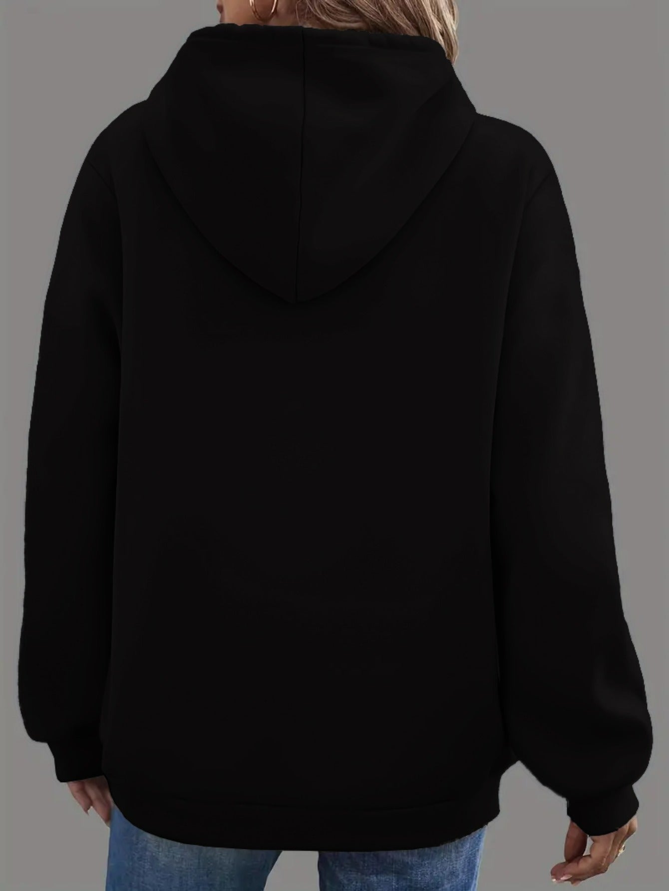Women'S Casual Floral Print Hoodie, Polyester Knit Fabric, Long Sleeve, with Drawstring Hood, for Fall\u002FWinter