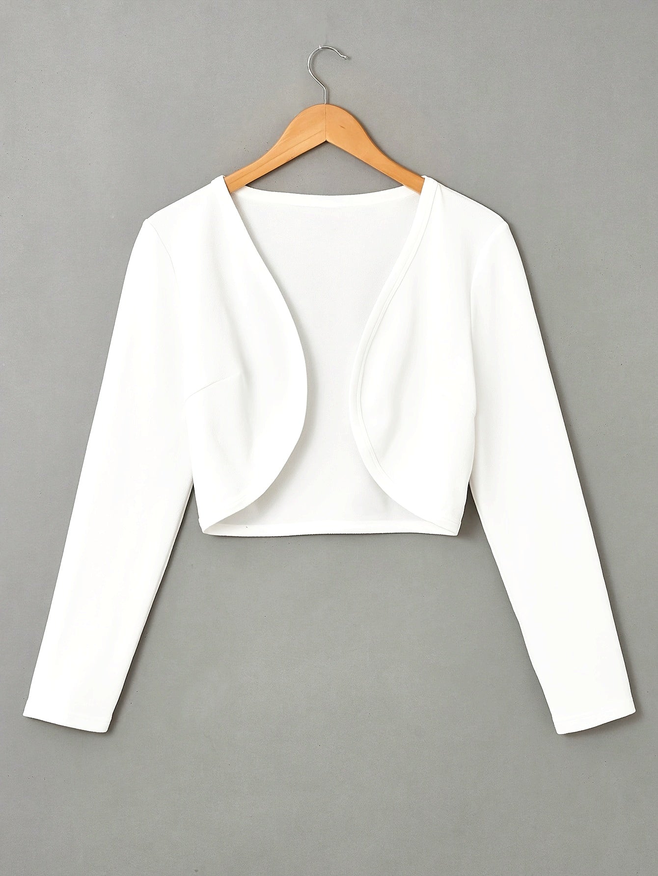 Women's Lightweight Open Front Cropped Jacket - Soft, Casual, Long Sleeve Outwear for Spring & Fall