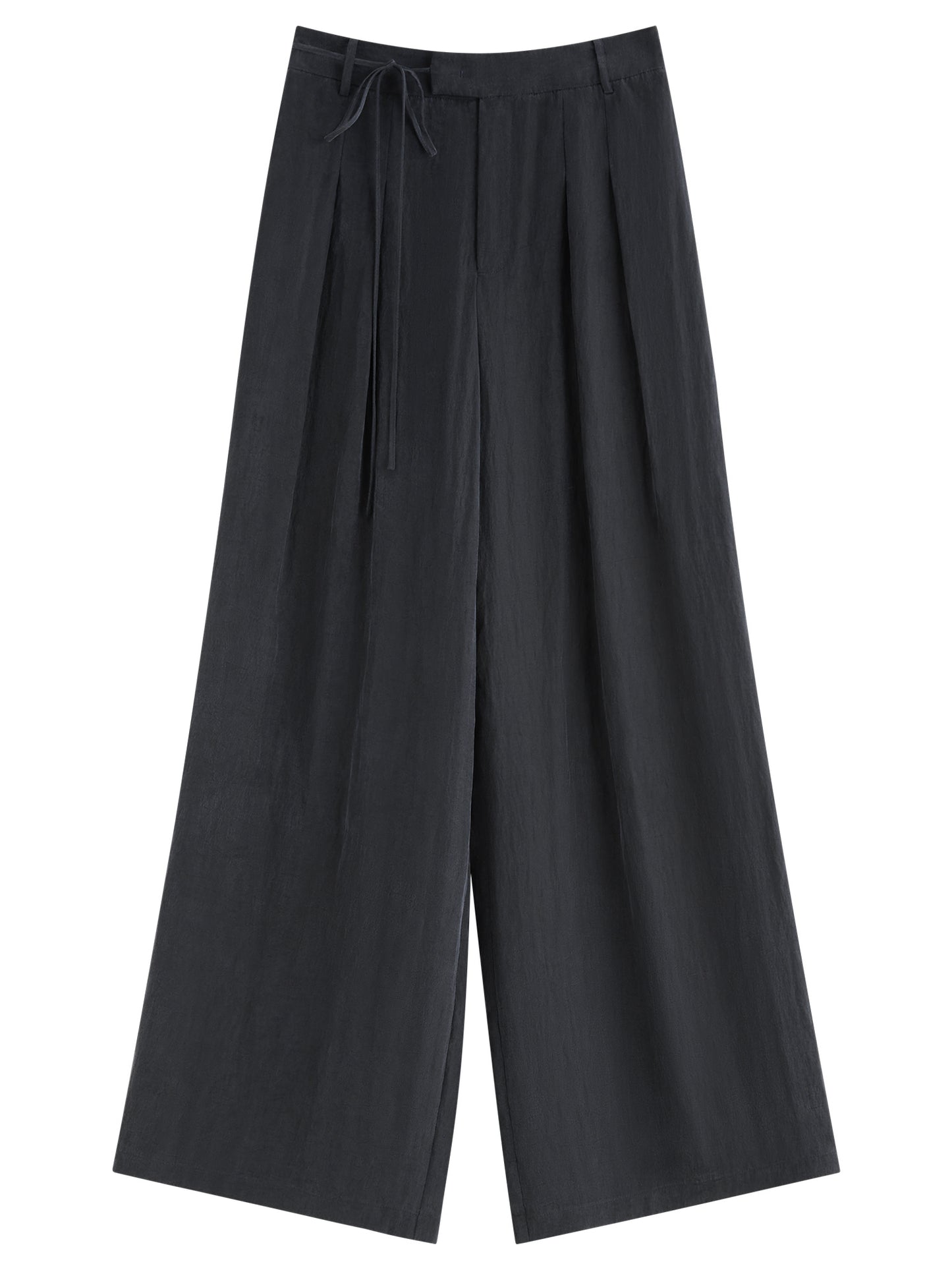 FSLE Women's 2025 Summer Casual Wide-Leg Pants with Subtle Elastic Waistband - Floor-Sweeping Ankle-Length, Non-Stretch Breathable Fabric, Solid Color for Casual Attire