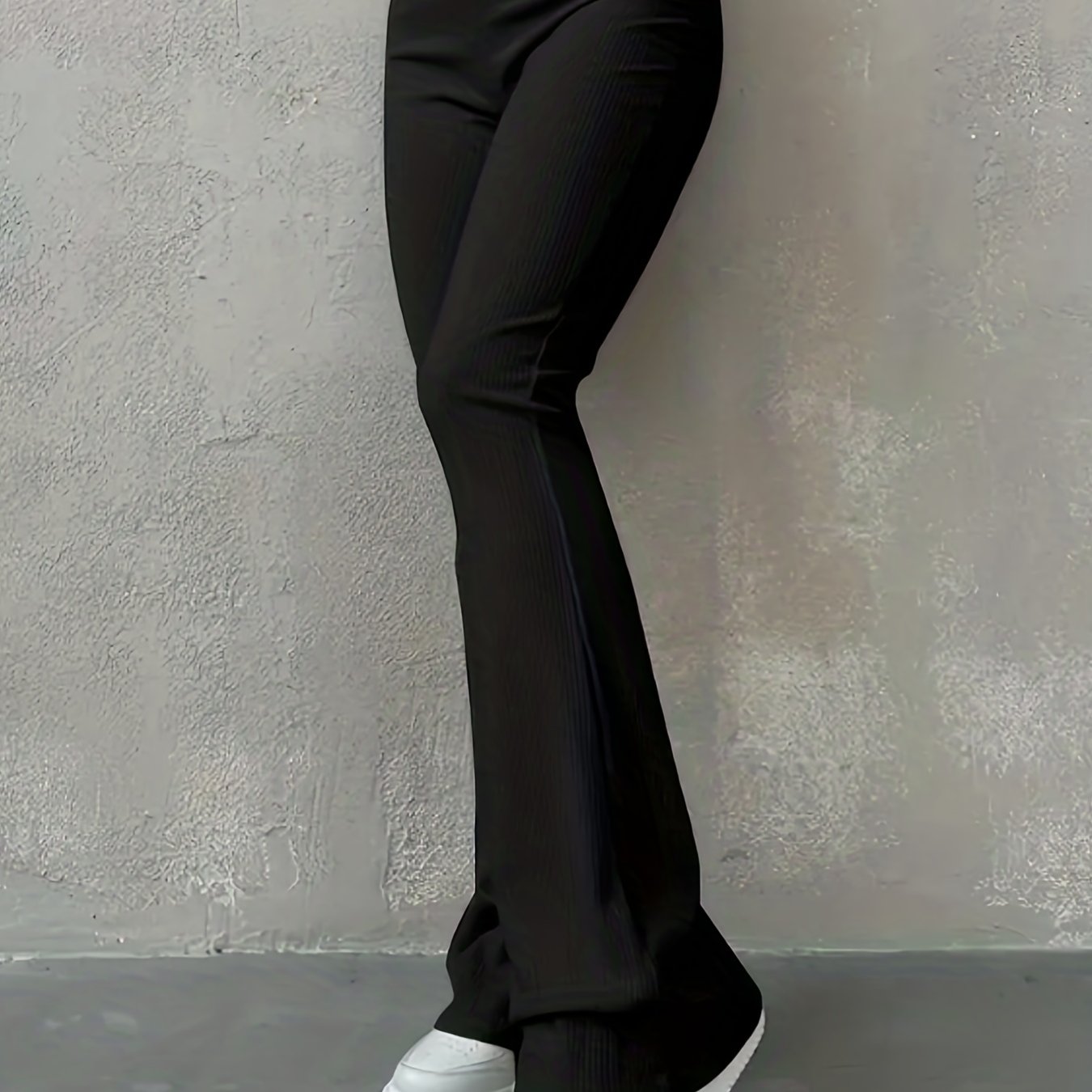 Casual Ribbed Simple Slim Leggings Solid Color High Waist Fashion Trousers