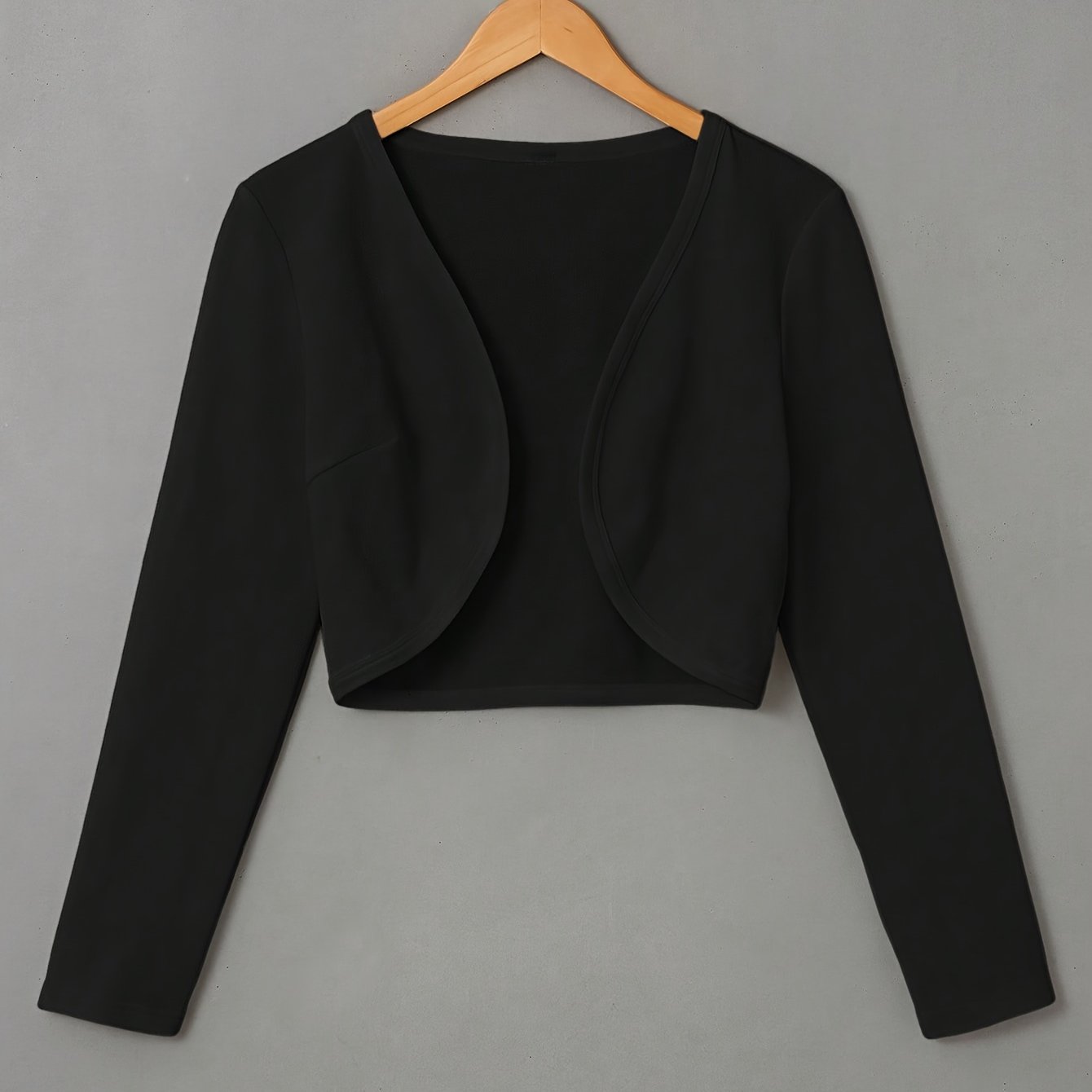 Women's Lightweight Open Front Cropped Jacket - Soft, Casual, Long Sleeve Outwear for Spring & Fall