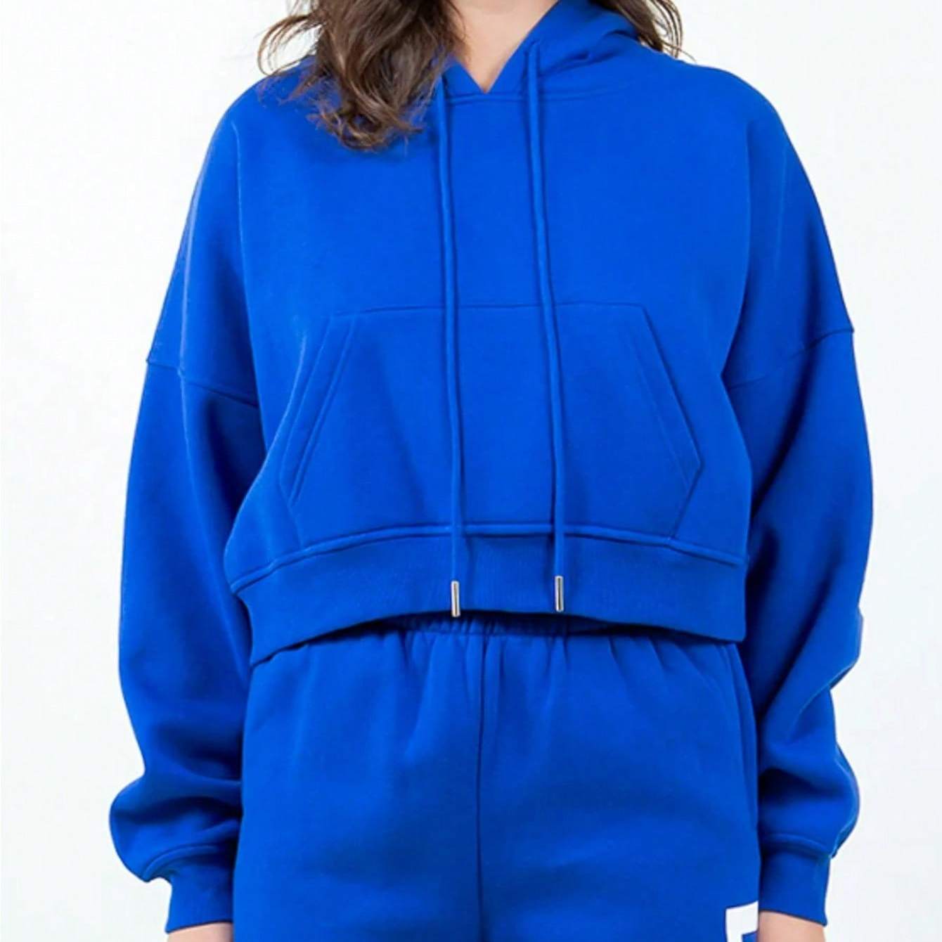 Womens Casual Streetwear Sporty Bold Letter Print Pullover Hoodie Royal Blue Long Sleeve Loose Fit Drawstring Hood Athletic Sweatshirt Fall Winter Daily Wear Urban Style Outerwear