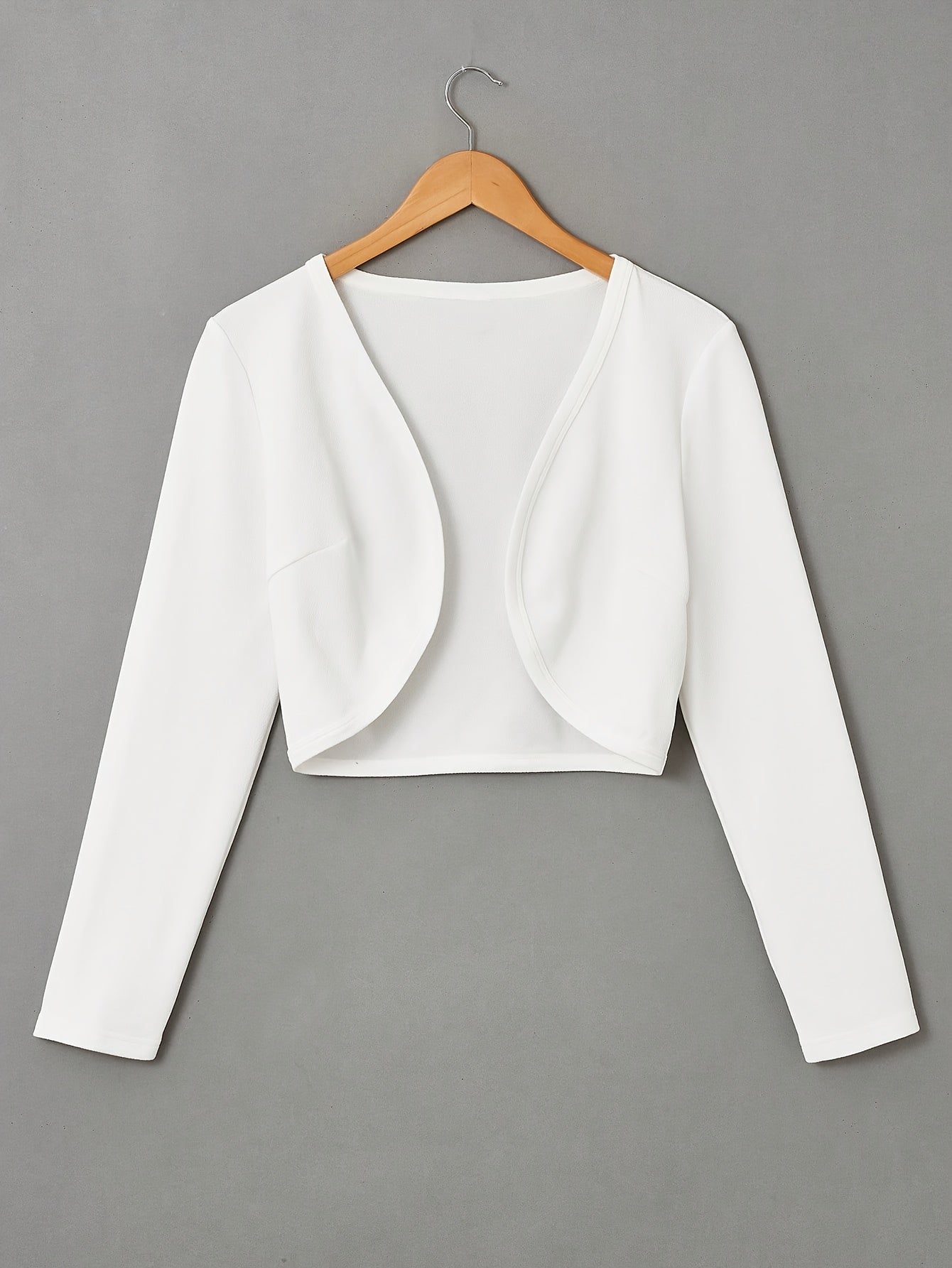 Women's Lightweight Open Front Cropped Jacket - Soft, Casual, Long Sleeve Outwear for Spring & Fall