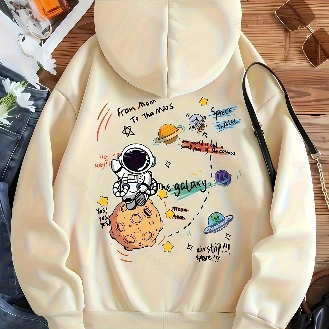 Winter & Fall Drawstring Casual Graphic Print Hoodie - Women's Clothing Hooded Sweatshirt