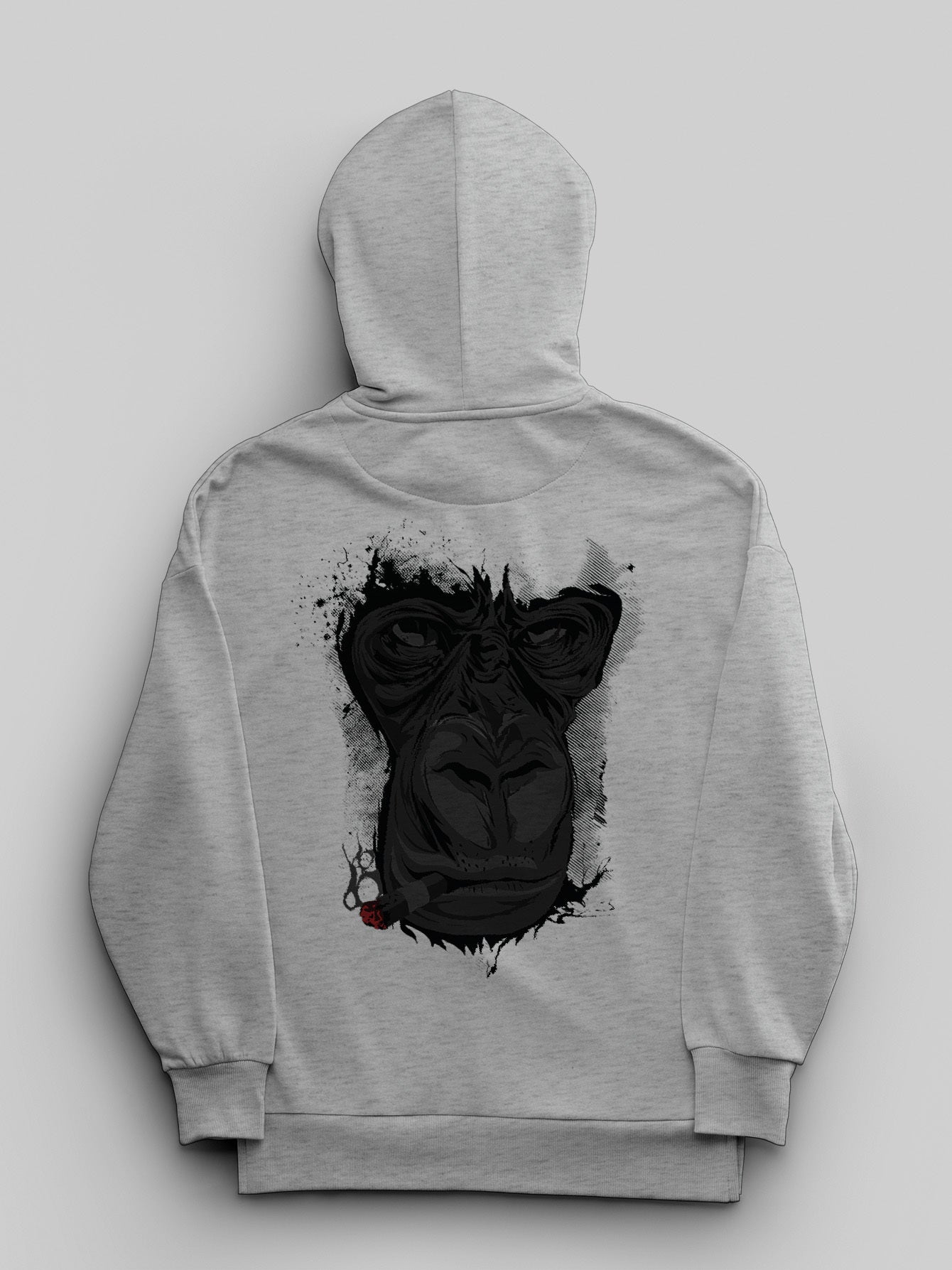 1pc Women'S Plus Size Casual Cotton Hoodie with Geometric Gorilla Print, Cute Street Style, Round Neck, Stretch Fabric, for Autumn\u002FWinter Leisure Activities