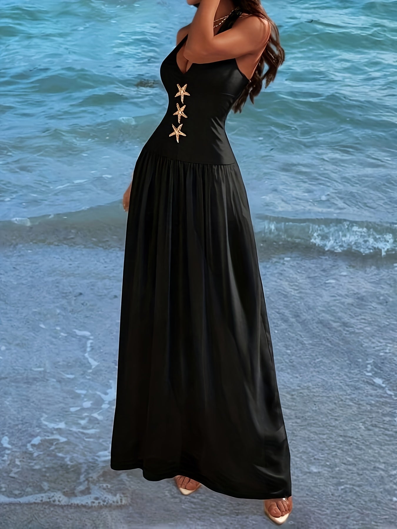 Women's Vacation Summer Beach Sleeveless Dress with Star Pattern, Perfect for Commuting\u002FElegant\u002FSexy\u002FFestival\u002FHawaiian\u002FRomantic\u002FDate Occasions
