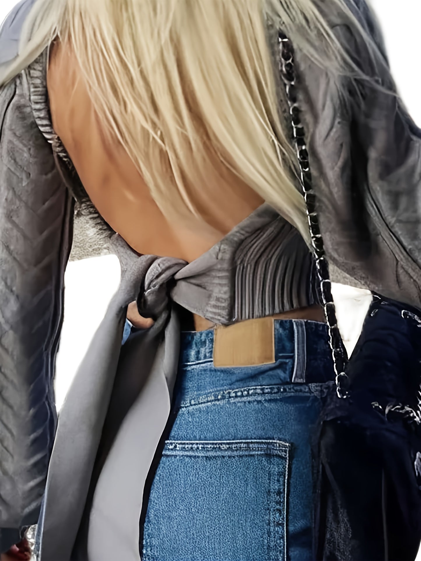 Women'S Acrylic Blend Cable Knit Pullover with Bow Detail, Crew Neck, Long Sleeve Crop Top for Fall\u002FWinter - Chic Solid Color Knitwear