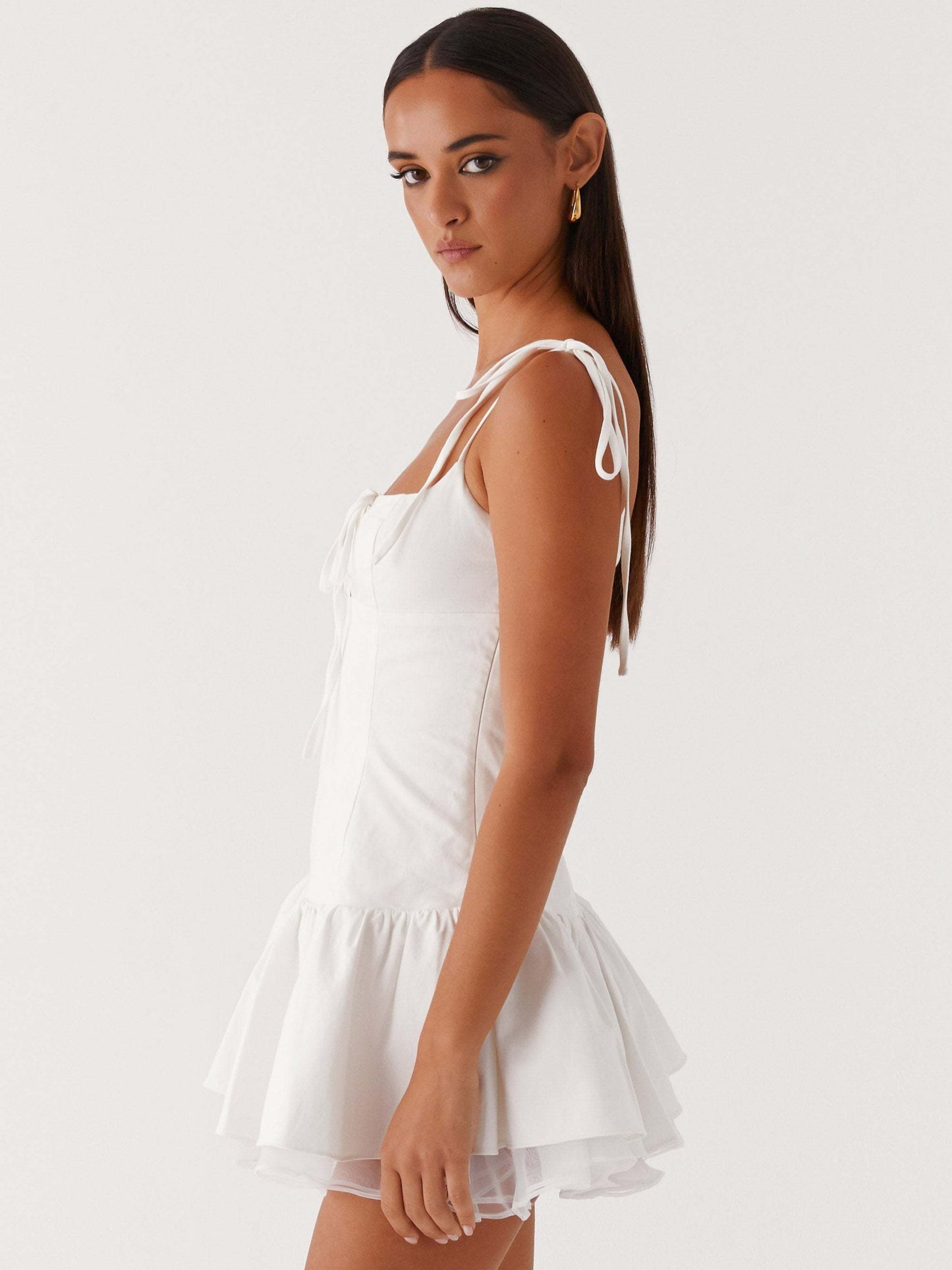 Women'S Dress Sexy Square Neck Thin Shoulder Strap Front Thin Chest Strap Sleeveless Layered Pleated Bottom A-Line Mini Dress