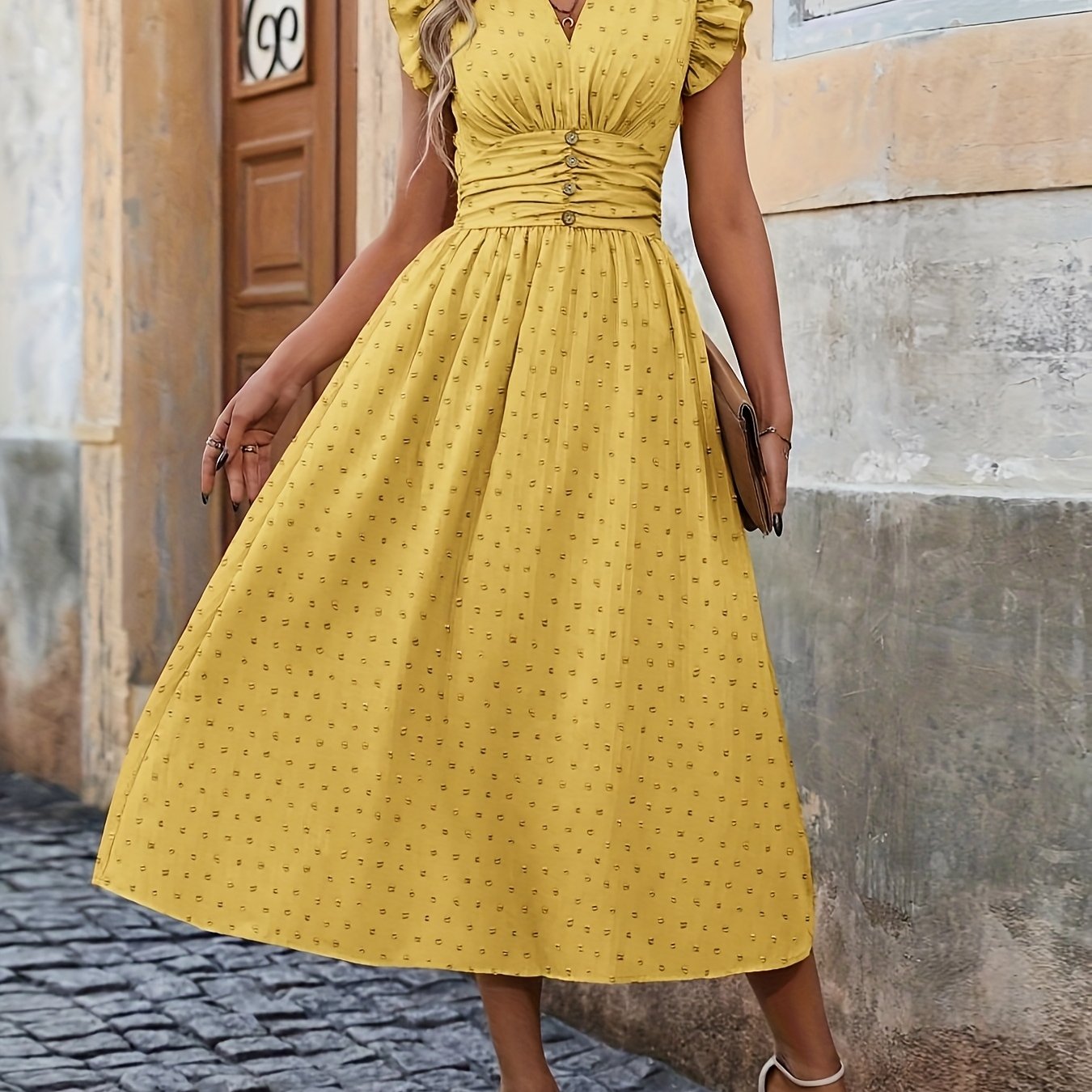 Women's Bohemian V-Neck Sleeveless Midi Dress - High Waist Ruched Detail, Vibrant Pink, Machine Washable Summer Casual & Party Dress for Women, Event Attire, Elegant Design, Flowy Skirt Style