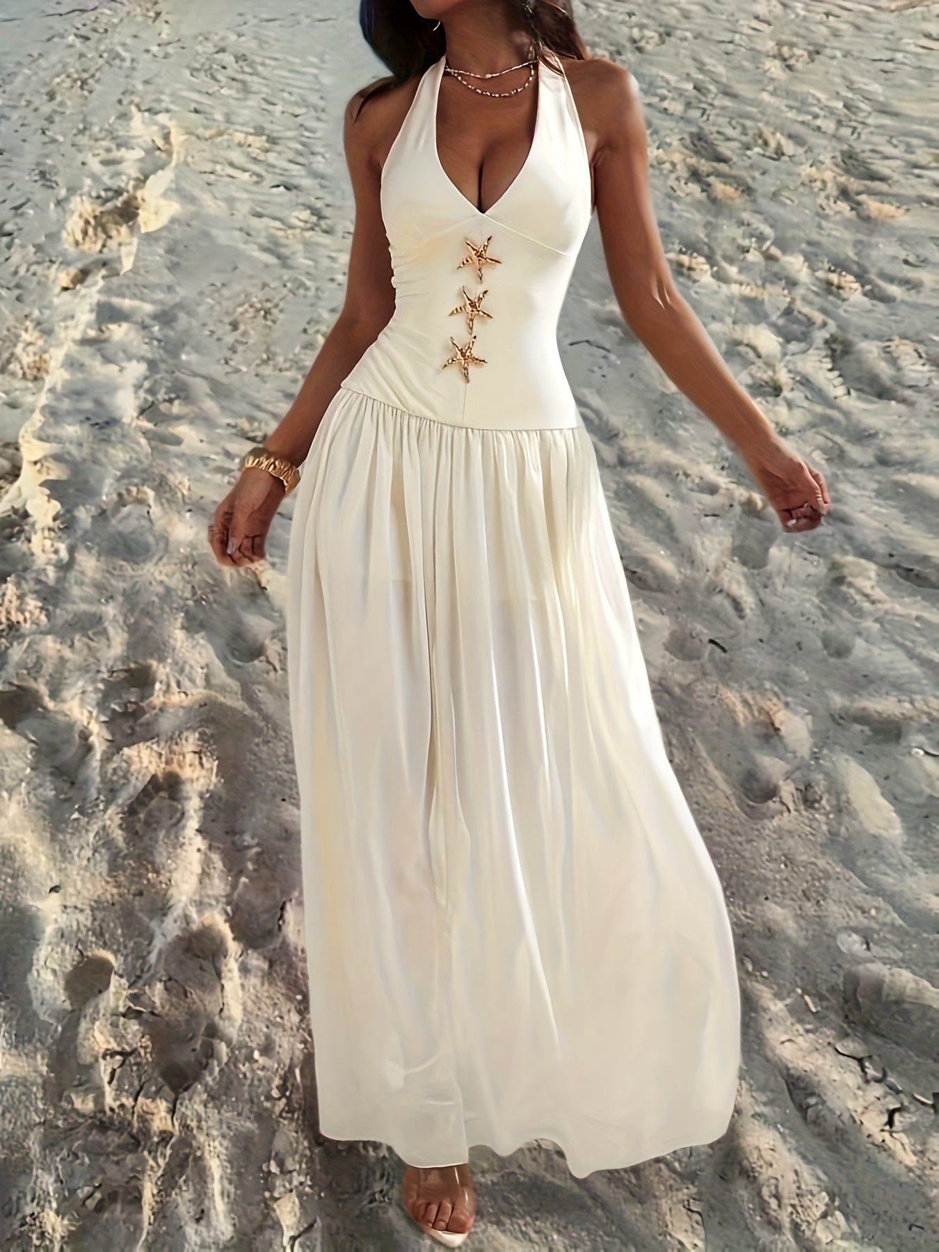 Women's Vacation Summer Beach Sleeveless Dress with Star Pattern, Perfect for Commuting\u002FElegant\u002FSexy\u002FFestival\u002FHawaiian\u002FRomantic\u002FDate Occasions