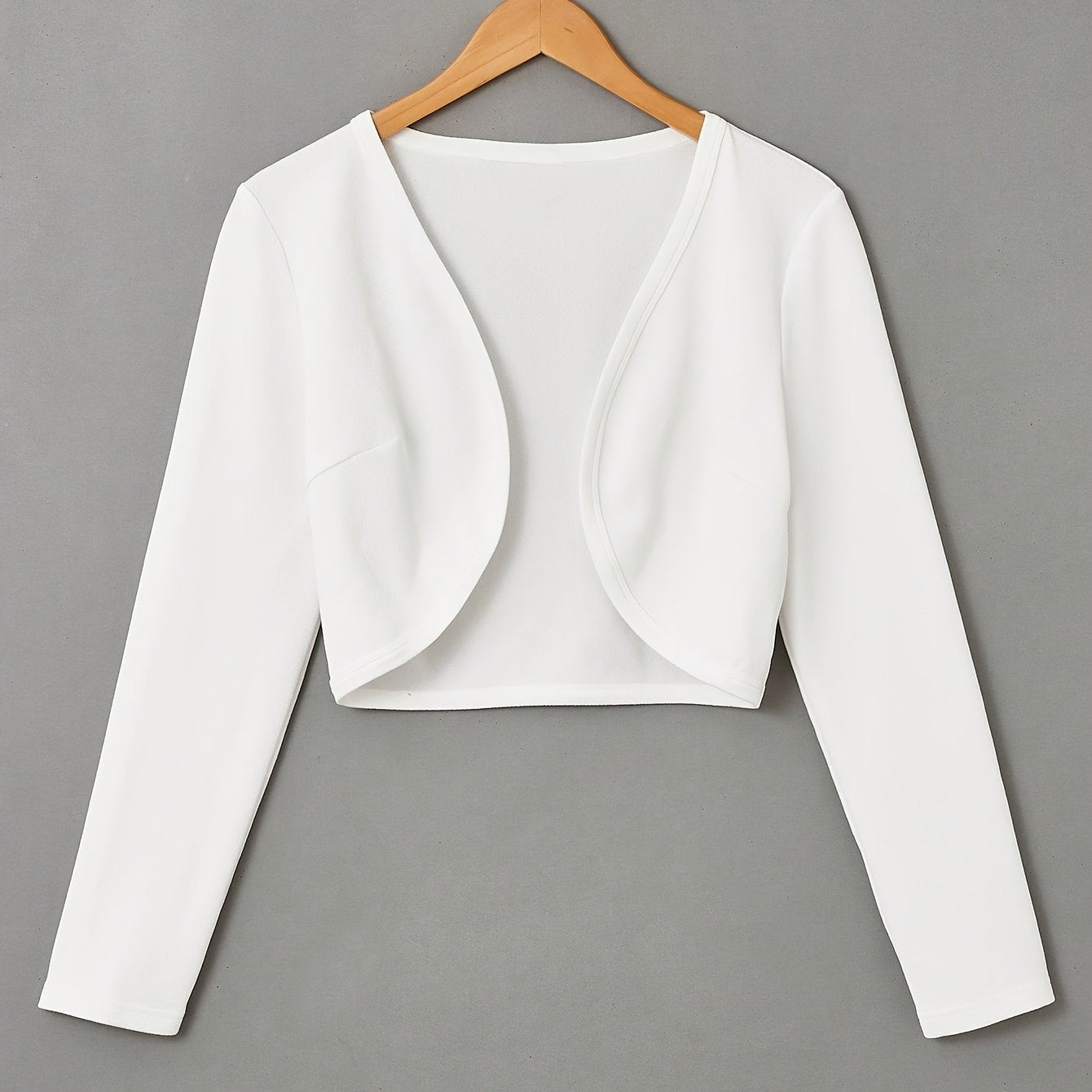 Women's Lightweight Open Front Cropped Jacket - Soft, Casual, Long Sleeve Outwear for Spring & Fall