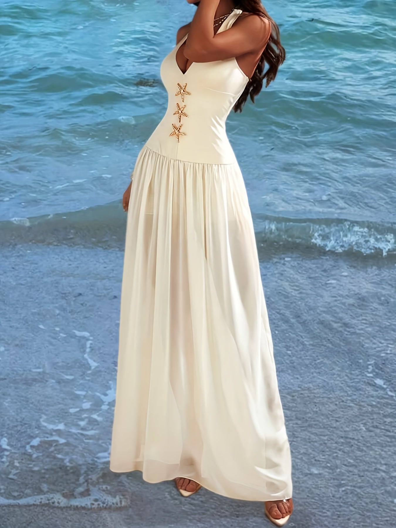 Women's Vacation Summer Beach Sleeveless Dress with Star Pattern, Perfect for Commuting\u002FElegant\u002FSexy\u002FFestival\u002FHawaiian\u002FRomantic\u002FDate Occasions