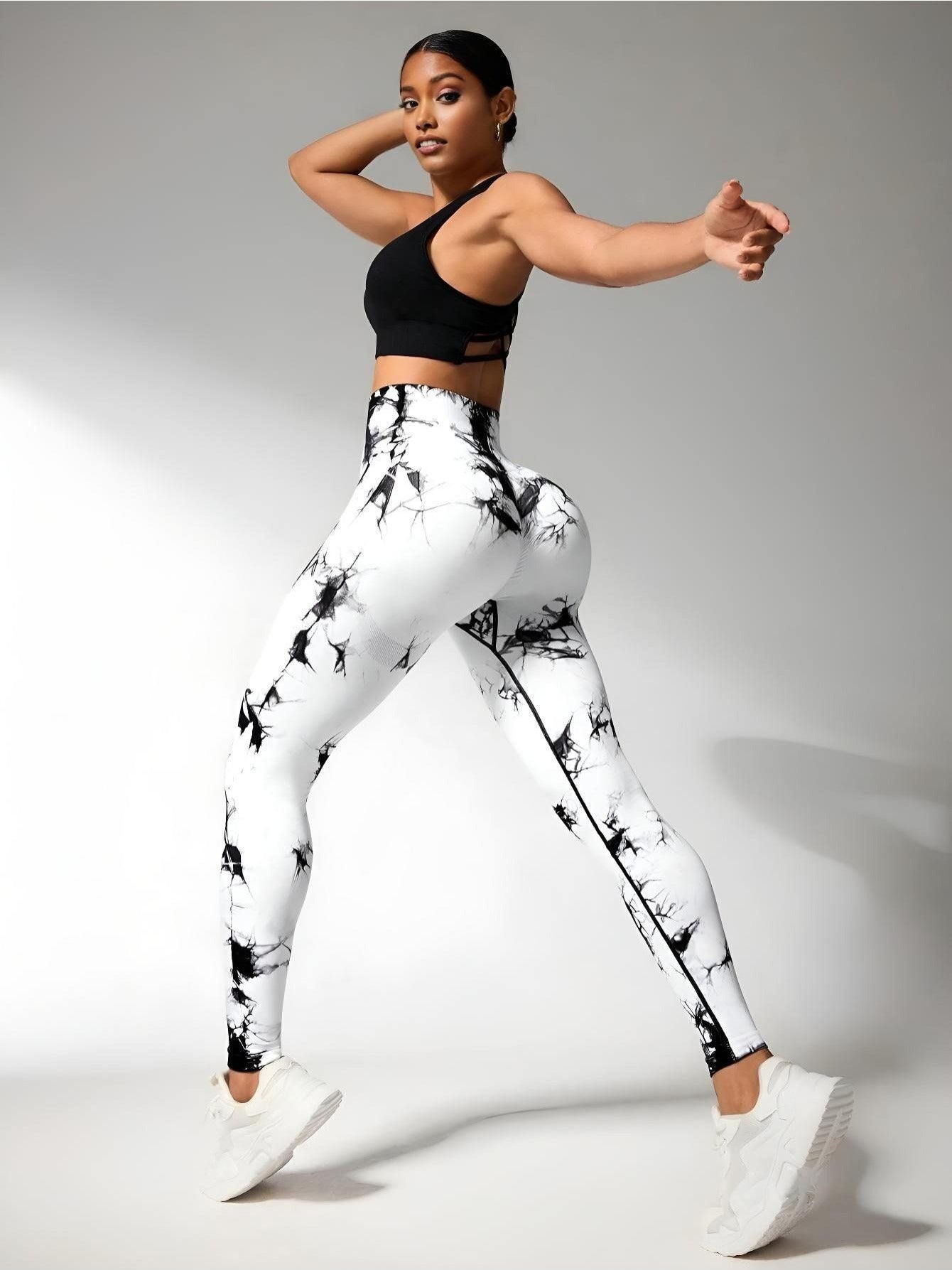 6 Pcs Women's High Waist Tummy Control Tie-Dye Yoga Pants, High Quality Seamless Sport Leggings, Butt Lifting Workout Tights for Gym and Daily Wear